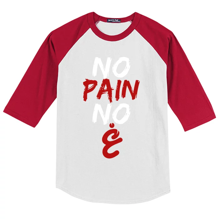 No Pain No Gain Funny Arabic Motivational Gym Gift Kids Colorblock Raglan Jersey