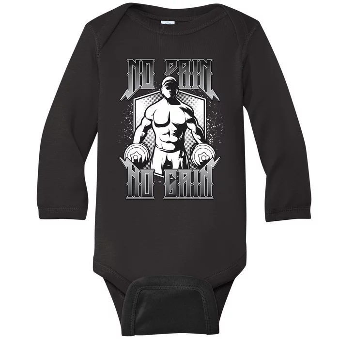 No Pain No Gain Baby Long Sleeve Bodysuit