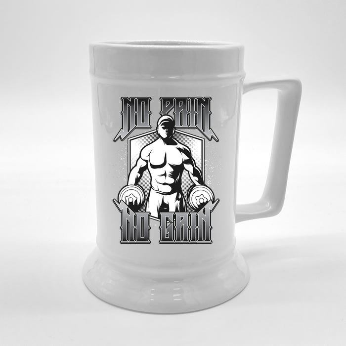 No Pain No Gain Front & Back Beer Stein