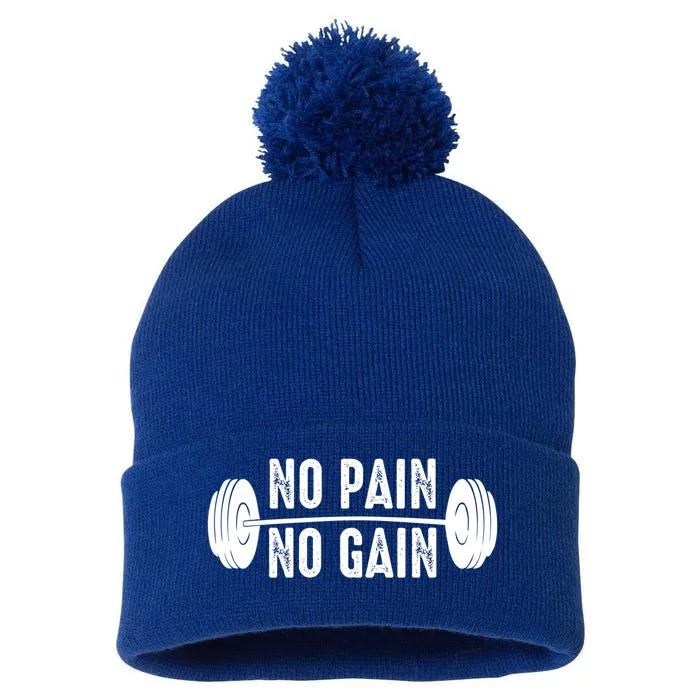 No Pain No Gain Gym Workout Fitness Gift Pom Pom 12in Knit Beanie