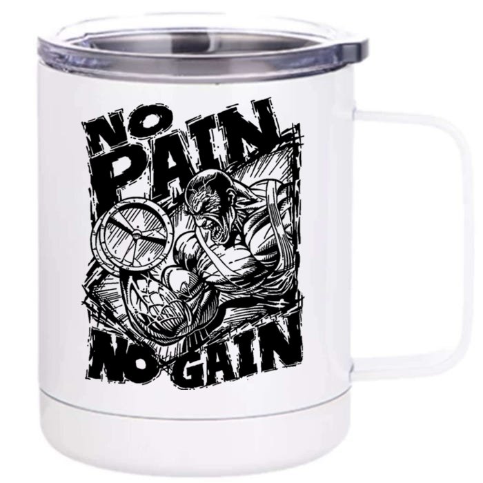 No Pain No Gain Muscle Great Gift Motivational Gym Workout Gift Meaningful Gift Front & Back 12oz Stainless Steel Tumbler Cup