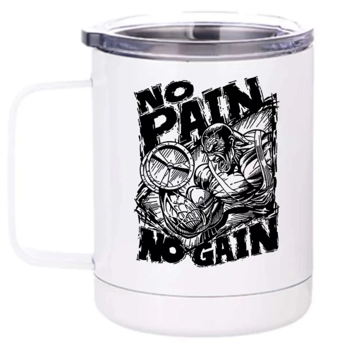 No Pain No Gain Muscle Great Gift Motivational Gym Workout Gift Meaningful Gift Front & Back 12oz Stainless Steel Tumbler Cup