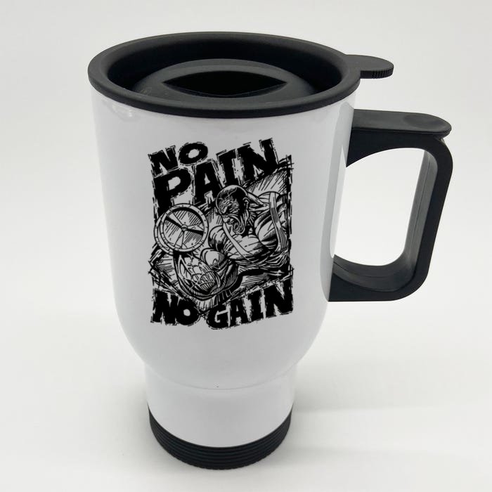 No Pain No Gain Muscle Great Gift Motivational Gym Workout Gift Meaningful Gift Front & Back Stainless Steel Travel Mug