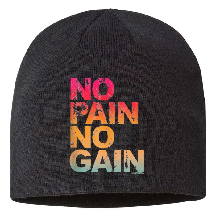 No Pain No Gain Motivation Workout Gym 8 1/2in Sustainable Knit Beanie