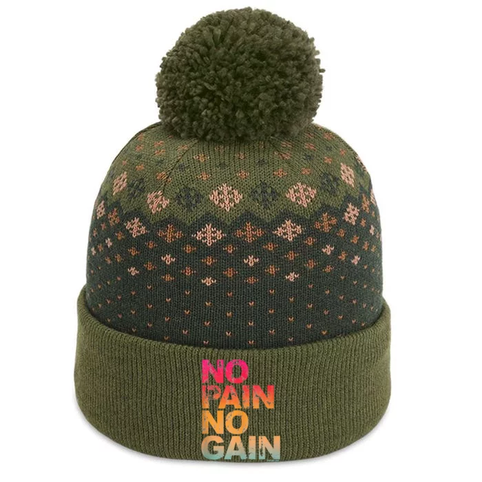 No Pain No Gain Motivation Workout Gym The Baniff Cuffed Pom Beanie