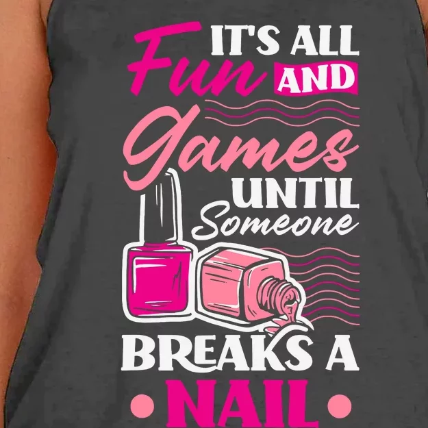 Nail Polish Nail Artists Manicurist For A Pedicurist Pun Women's Knotted Racerback Tank