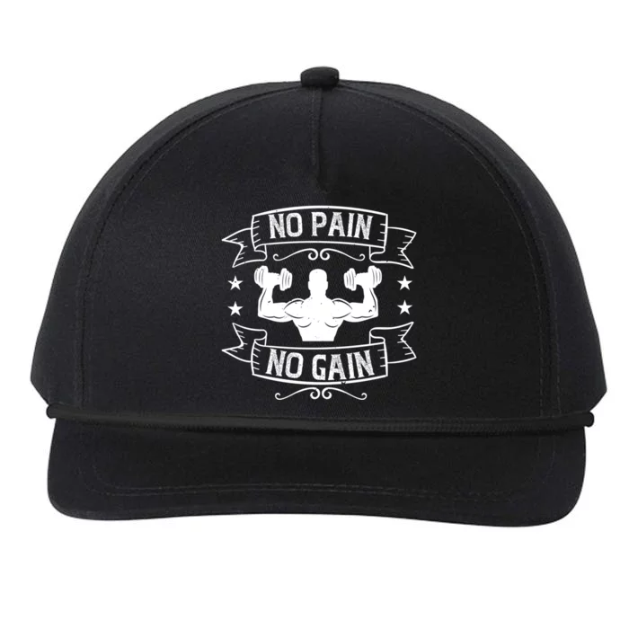 No Pain No Gain Meaningful Gift Funny Gym Workout Gift Snapback Five-Panel Rope Hat