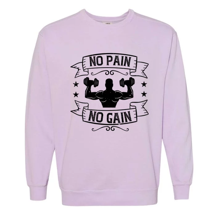 No Pain No Gain Meaningful Gift Funny Gym Workout Gift Garment-Dyed Sweatshirt