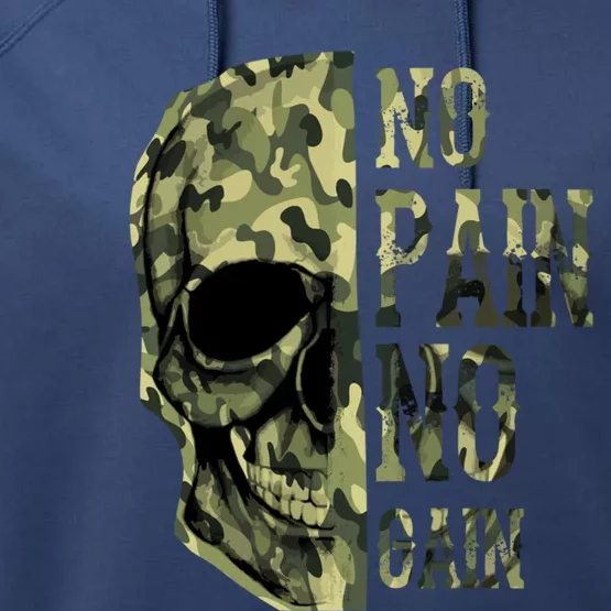 No Pain No Gaingift Skull Mindset Motivation Gym Gift Performance Fleece Hoodie