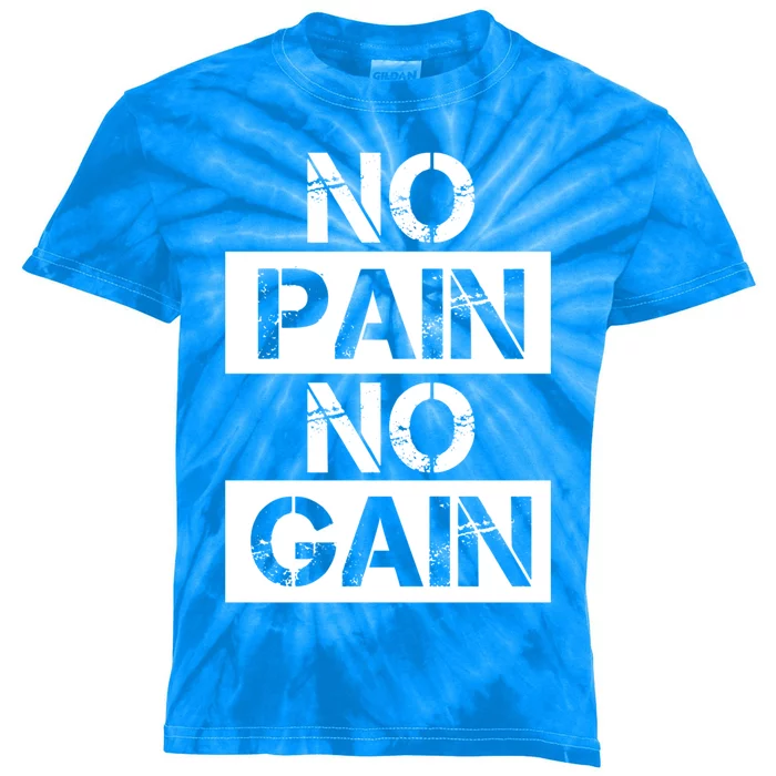 No Pain No Gain Beast Workout Muscular Gym Distressed Gift Kids Tie-Dye T-Shirt