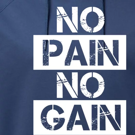 No Pain No Gain Beast Workout Muscular Gym Distressed Gift Performance Fleece Hoodie