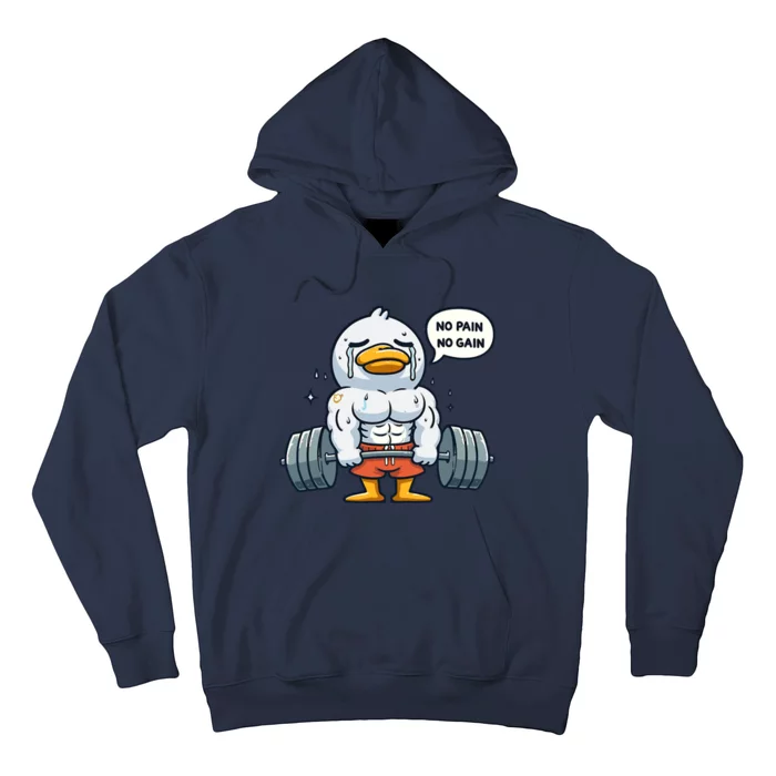 No Pain No Gain Funny Duck Gym Workout & Fitness Training Hoodie