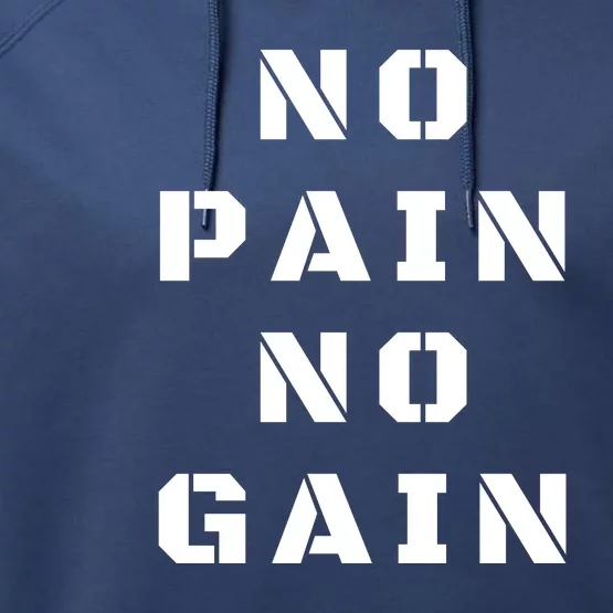 No Pain No Gain Workout Fitness Gym Performance Fleece Hoodie