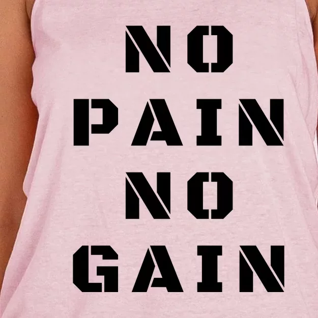 No Pain No Gain Workout Fitness Gym Women's Knotted Racerback Tank