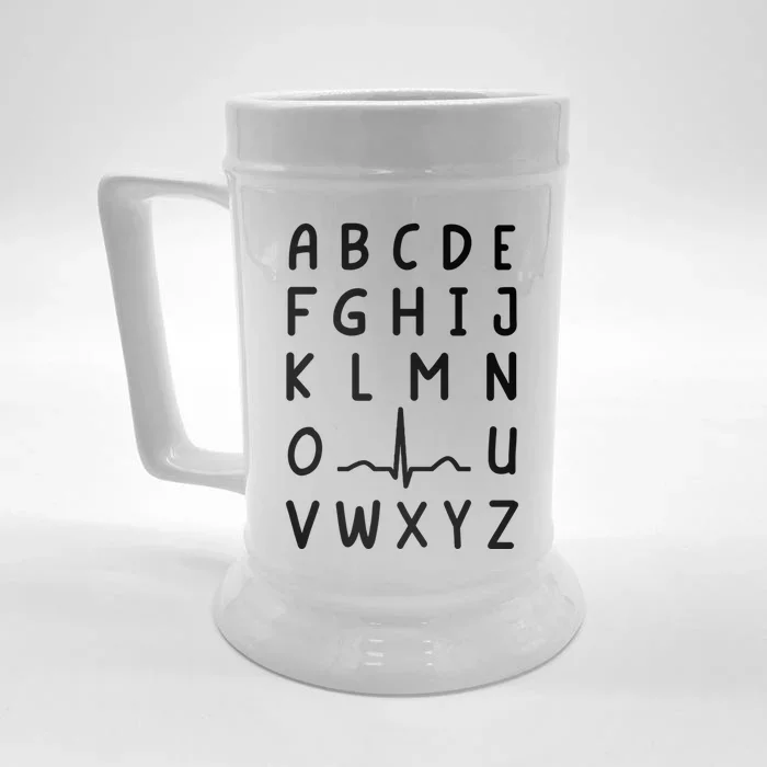 Nurse Pqrst Nursing Student Ekg Alphabet Funny Nurse Cool Gift Front & Back Beer Stein