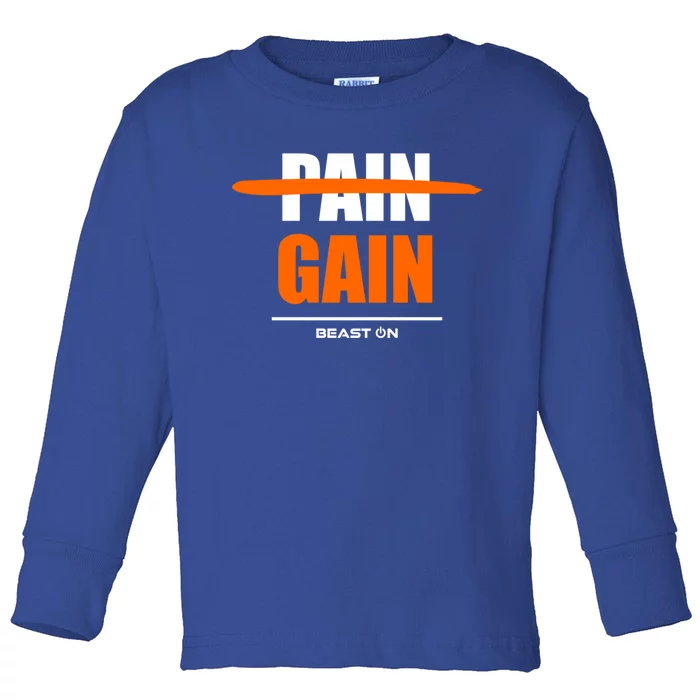 No Pain No Gain Gym Bodybuilding Gains Fitness Workout Gift Toddler Long Sleeve Shirt