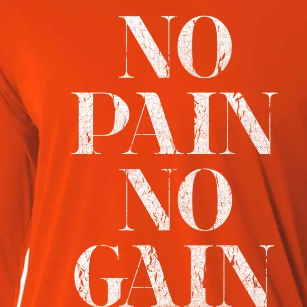 No Pain No Gain Gym Fitness Slogan Gift Cooling Performance Long Sleeve Crew