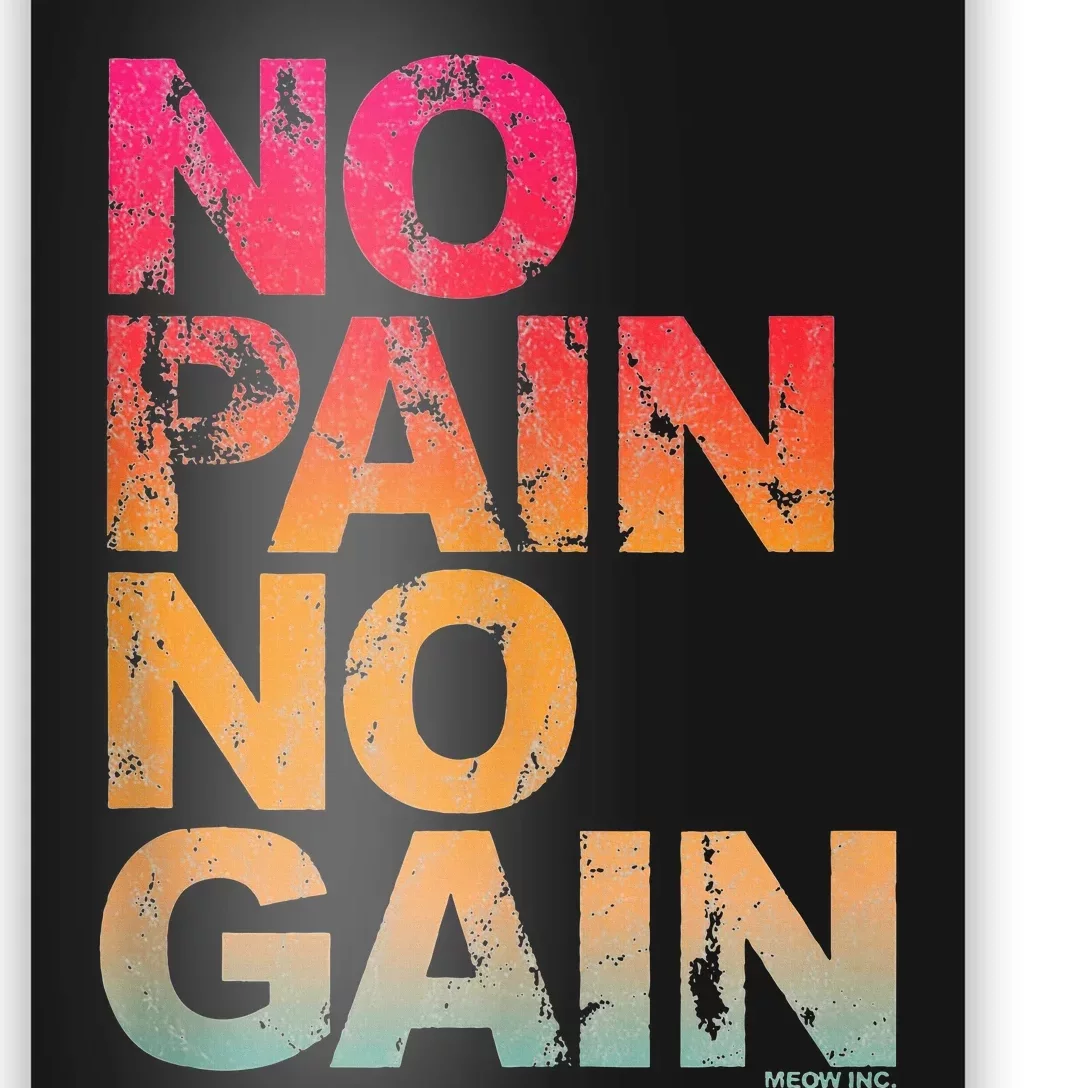 No Pain No Gain Motivation Workout Gym Poster