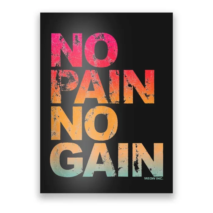 No Pain No Gain Motivation Workout Gym Poster