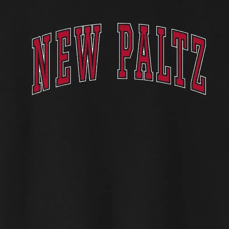 New Paltz New York Souvenir College Style Red Text Women's Crop Top Tee