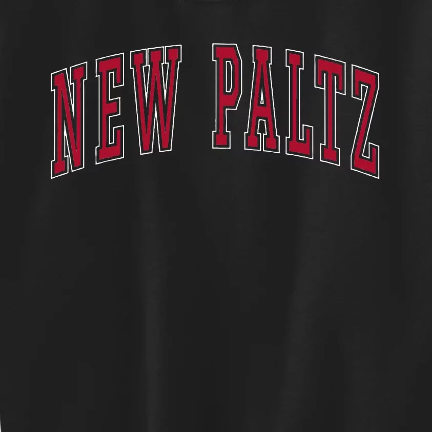 New Paltz New York Souvenir College Style Red Text Kids Sweatshirt