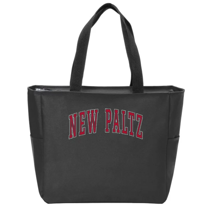 New Paltz New York Souvenir College Style Red Text Zip Tote Bag