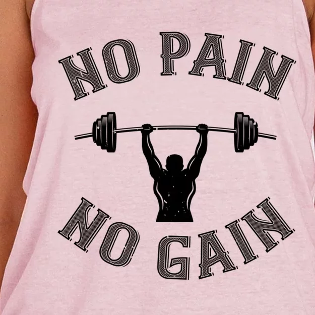 No Pain No Gain Cute Gift Motivational Gym Workout Gift Women's Knotted Racerback Tank