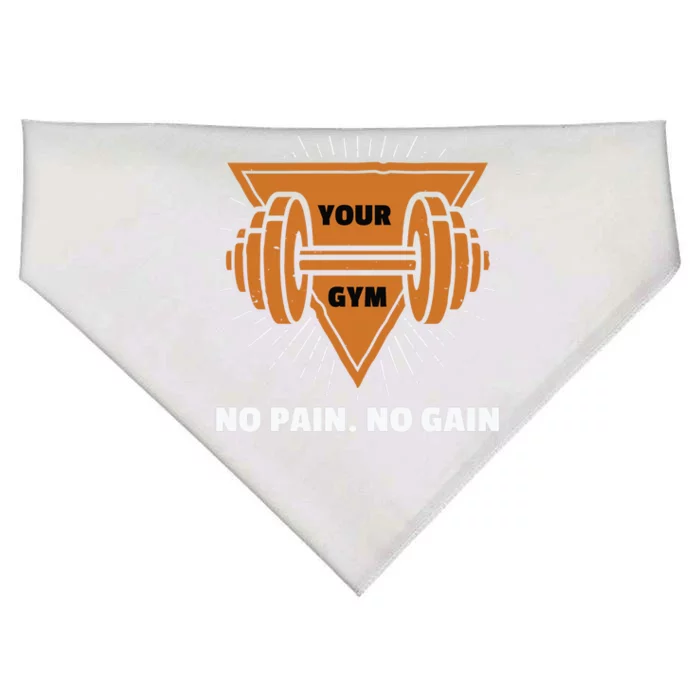 No Pain No Gain Gym Workout Exercise Gift USA-Made Doggie Bandana