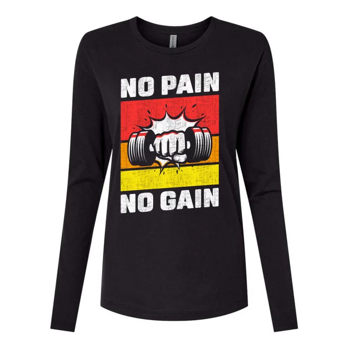 No Pain No Gain Womens Cotton Relaxed Long Sleeve T-Shirt