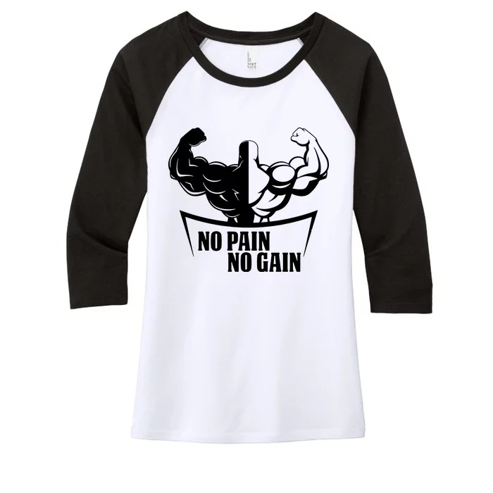 No Pain No Gain Women's Tri-Blend 3/4-Sleeve Raglan Shirt