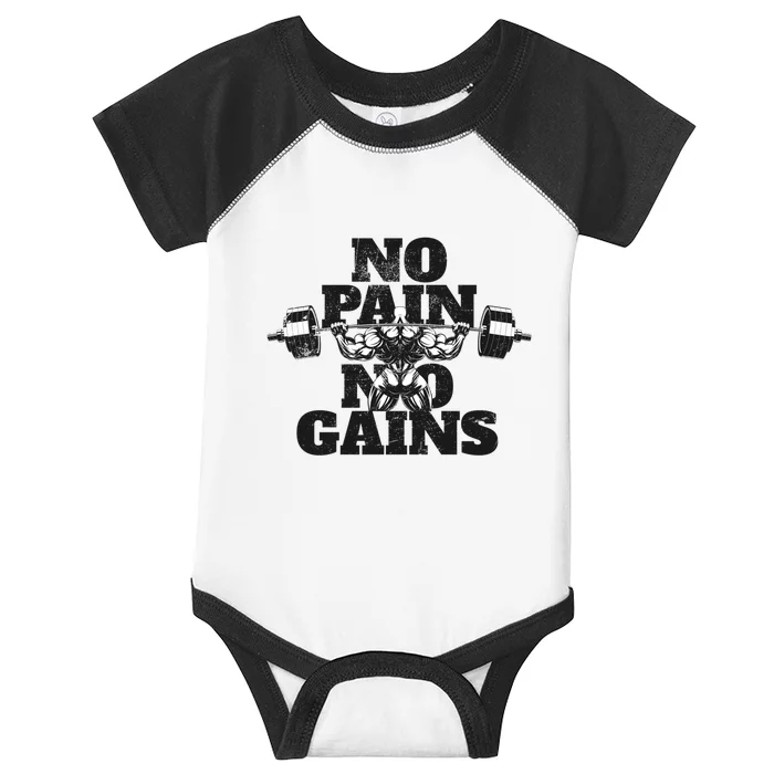 No Pain No Gains: Weightlifter Gym For Powerlifting Gift Infant Baby Jersey Bodysuit