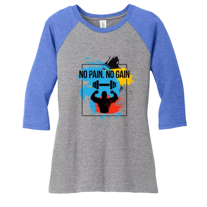 No Pain No Gain Funny Gift Women's Tri-Blend 3/4-Sleeve Raglan Shirt