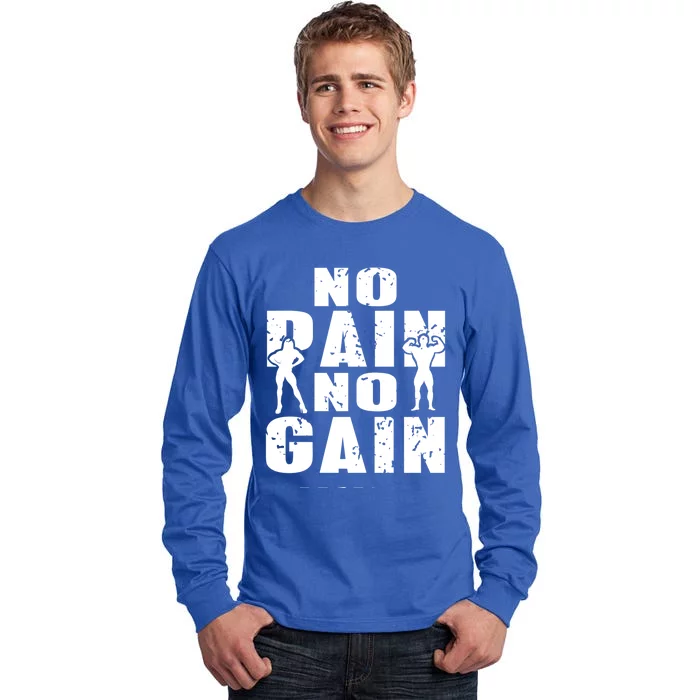 No Pain No Gain Awesome Retro Fitness Trainer Present Gift Tall Long Sleeve T-Shirt