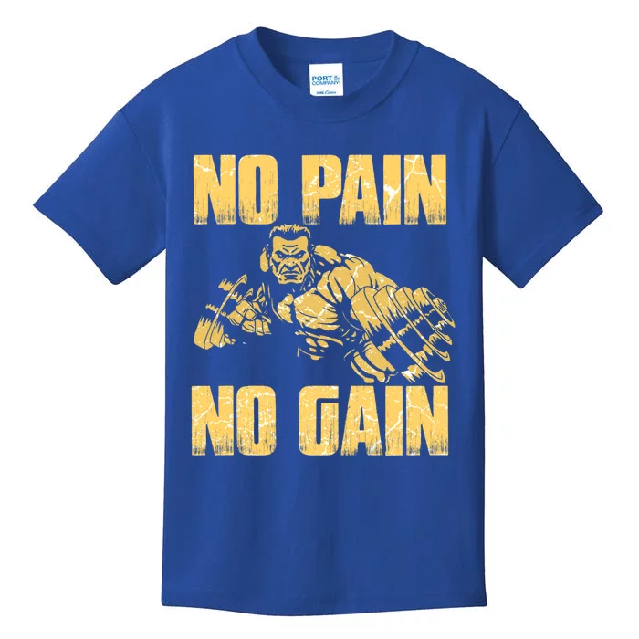 No Pain No Gain Bodybuilding Gym Motivational Inspirational Gift Kids T-Shirt