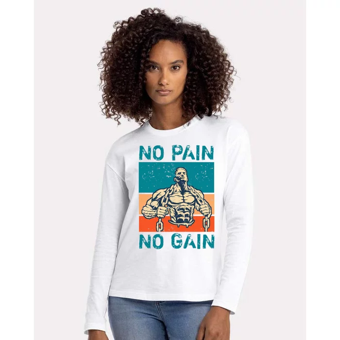 No Pain No Gain Womens Cotton Relaxed Long Sleeve T-Shirt