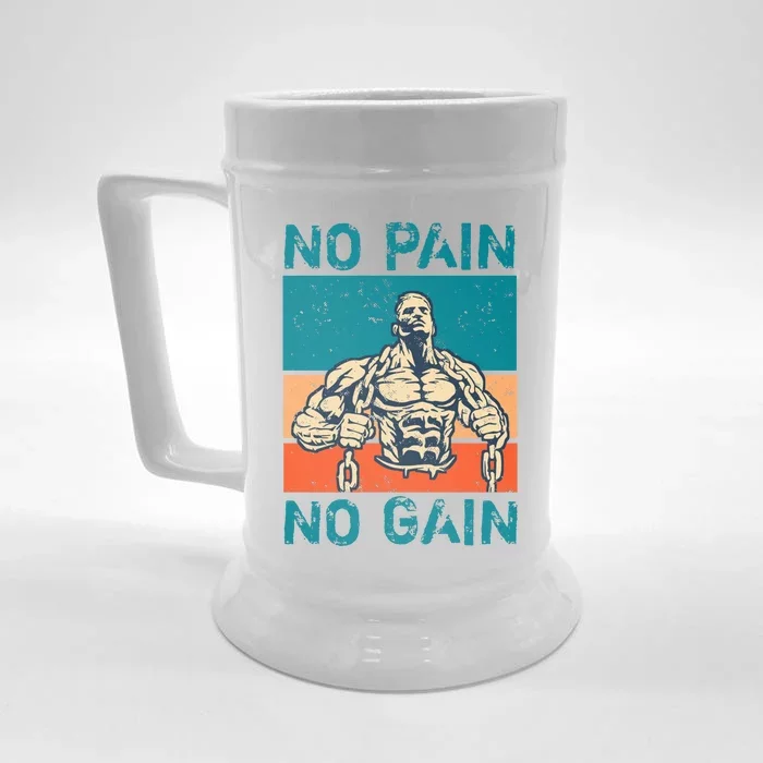 No Pain No Gain Front & Back Beer Stein