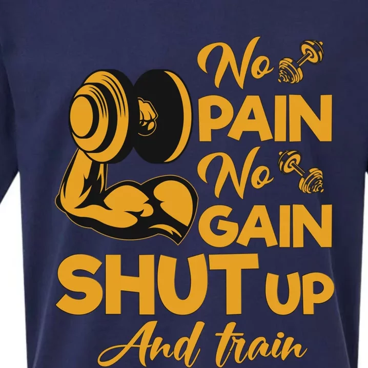 No Pain No Gain Shut Up And Train Motivation Gift Sueded Cloud Jersey T-Shirt