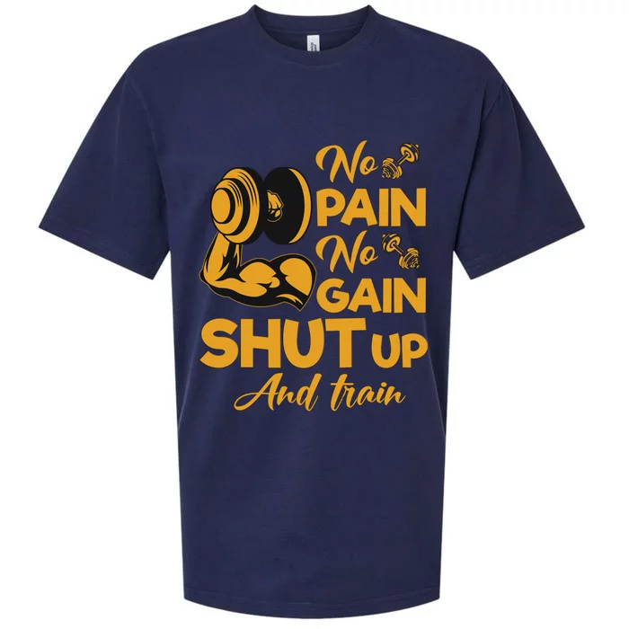 No Pain No Gain Shut Up And Train Motivation Gift Sueded Cloud Jersey T-Shirt