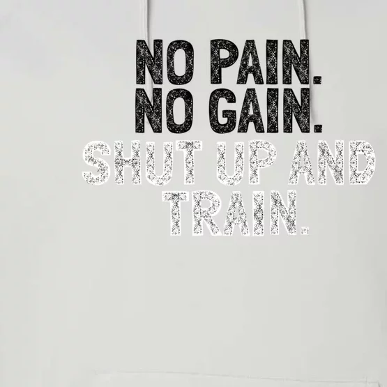 No Pain No Gain Shut Up And Train Gift Performance Fleece Hoodie