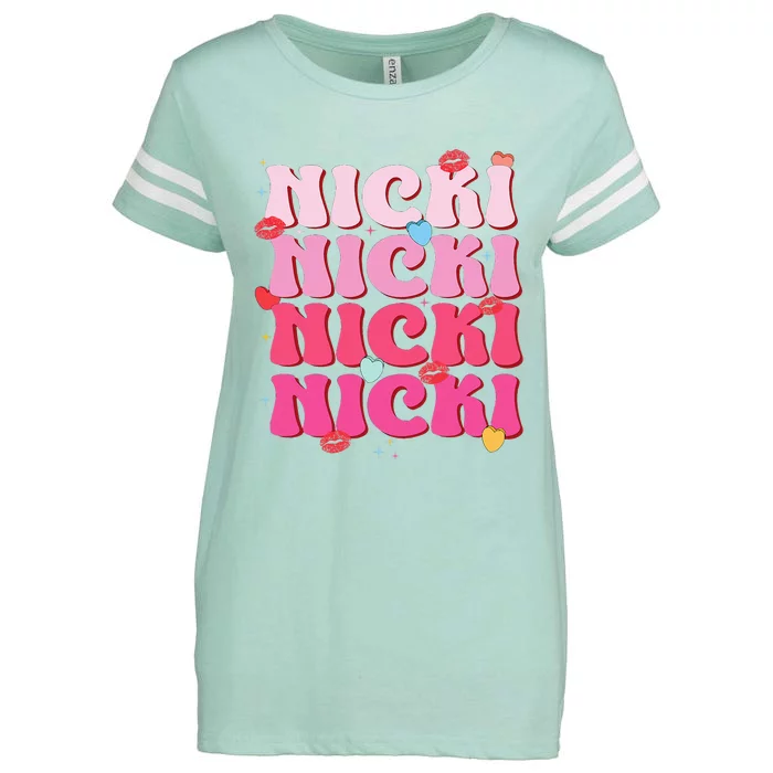 Nicki Personalized Name I Love Nicki Vintage Enza Ladies Jersey Football T-Shirt