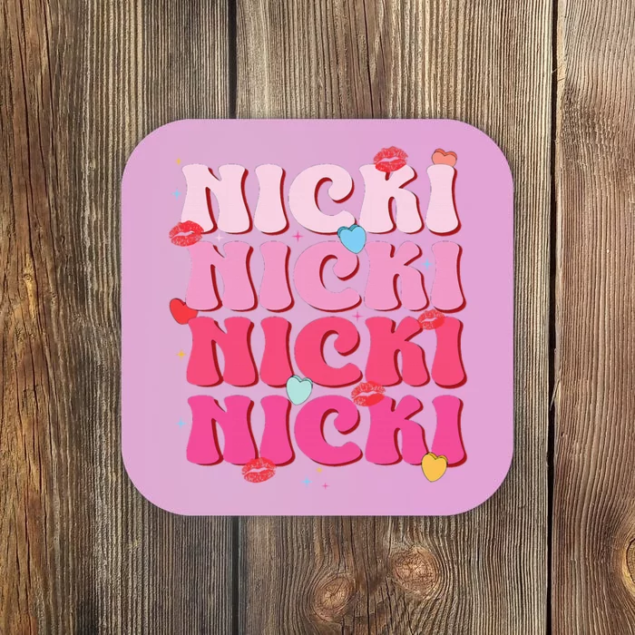 Nicki Personalized Name I Love Nicki Vintage Coaster