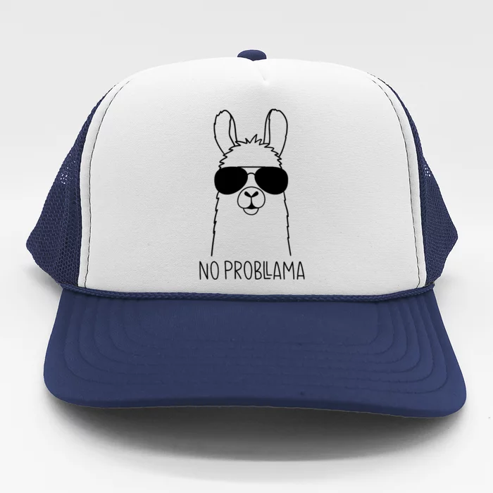 No Probllama No Problem Funny Llama Play On Word Trucker Hat