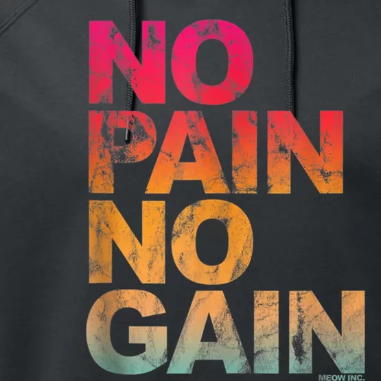 No Pain No Gain Motivation Workout Gym Performance Fleece Hoodie