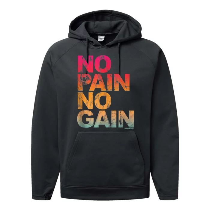 No Pain No Gain Motivation Workout Gym Performance Fleece Hoodie