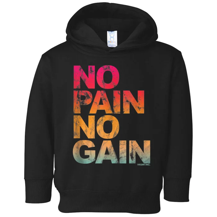 No Pain No Gain Motivation Workout Gym Toddler Hoodie