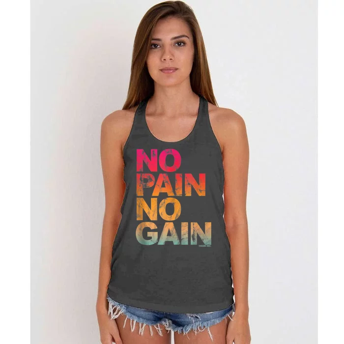 No Pain No Gain Motivation Workout Gym Women's Knotted Racerback Tank