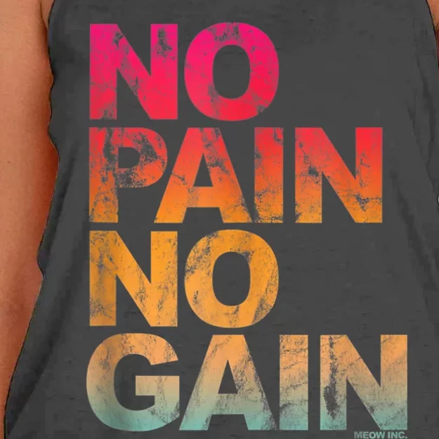 No Pain No Gain Motivation Workout Gym Women's Knotted Racerback Tank