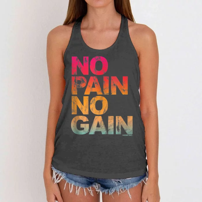 No Pain No Gain Motivation Workout Gym Women's Knotted Racerback Tank