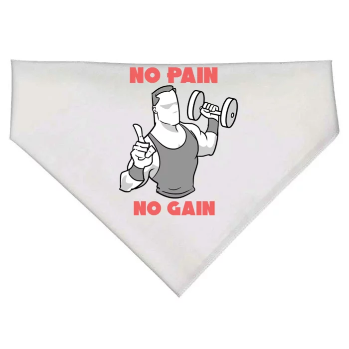 No Pain No Gain For Weightlifters Cute Gift USA-Made Doggie Bandana