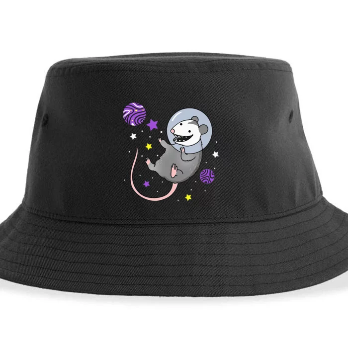 N.O.N.B.I.N.A.R.Y Pride Opossum In Space Sustainable Bucket Hat